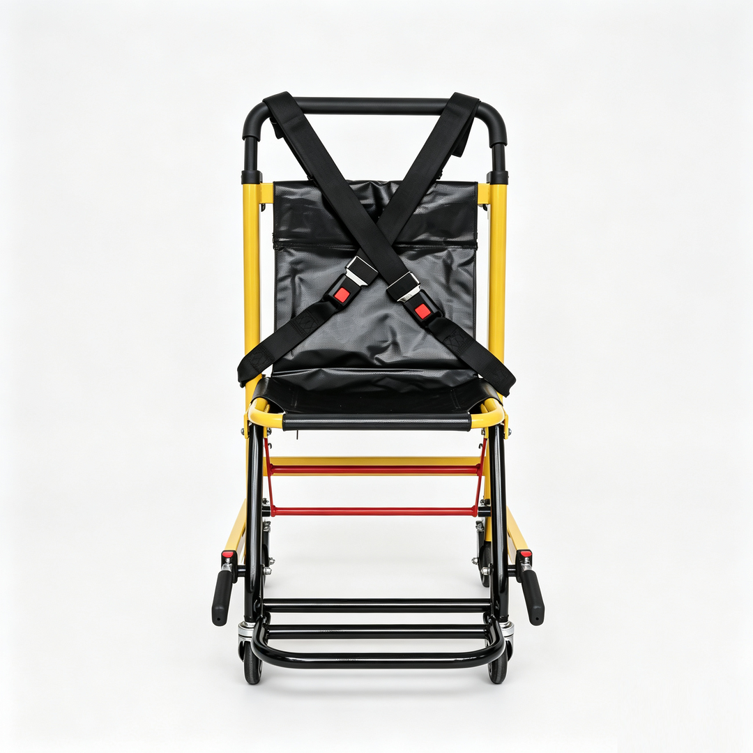 LINE2design-USA-Deluxe Heavy Duty Emergency Medical Evacuation Stair Chair - 4 Wheel in Yellow