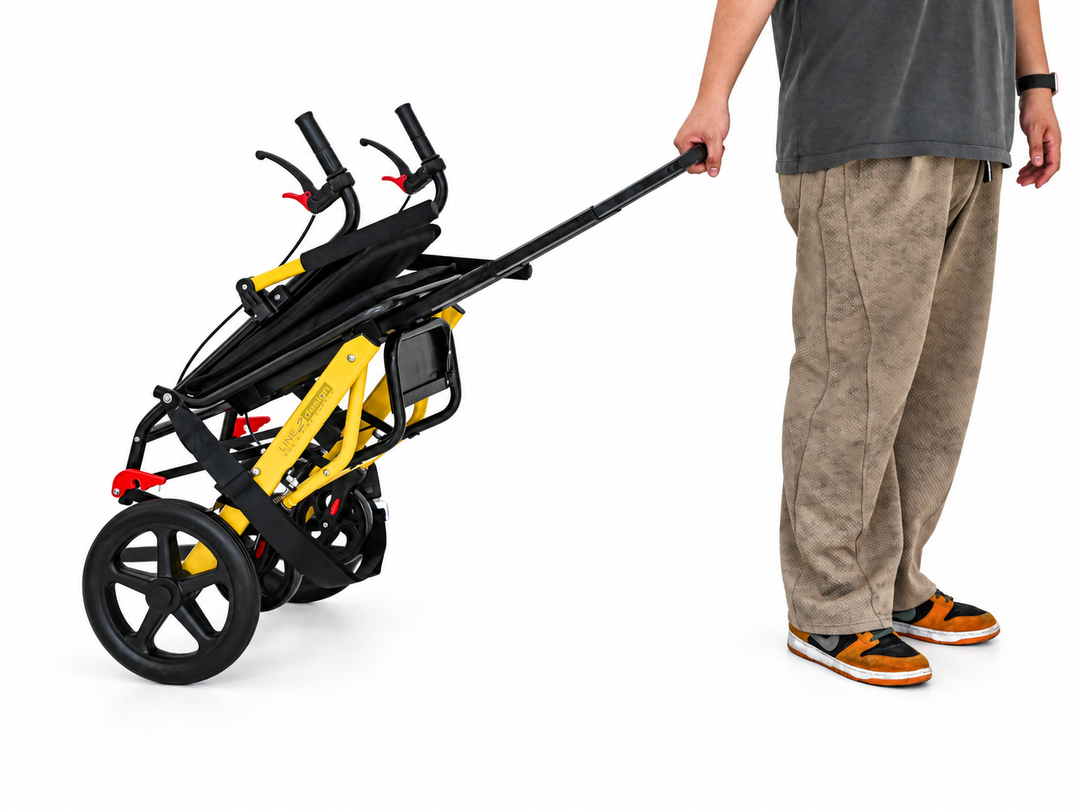 LINE2design Transport Mobility Chair-Portable Lightweight Foldable Telescopic Handle