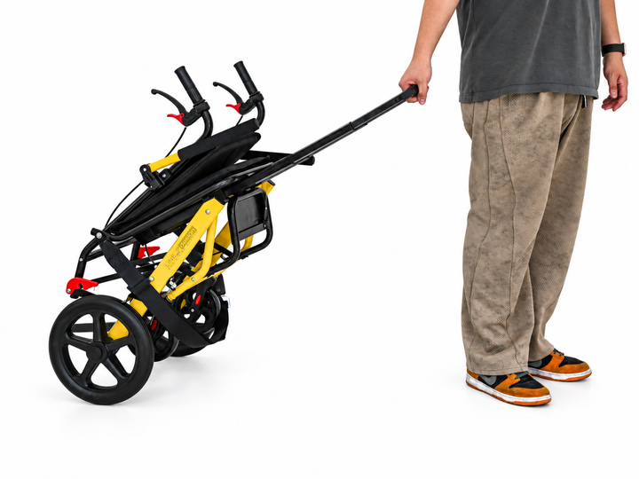 LINE2design Transport Mobility Chair-Portable Lightweight Foldable Telescopic Handle
