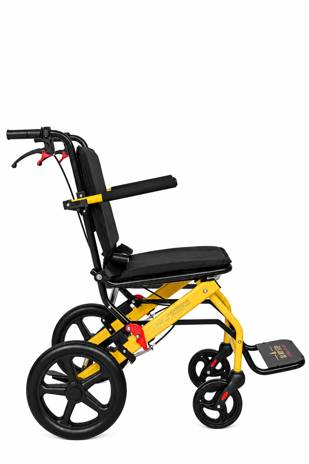 LINE2design Transport Mobility Chair-Portable Lightweight Foldable Telescopic Handle