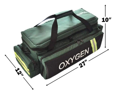 Oxygen Medical Airway Management Bag with Reflective Trim, Zippered Pockets & Shoulder Straps