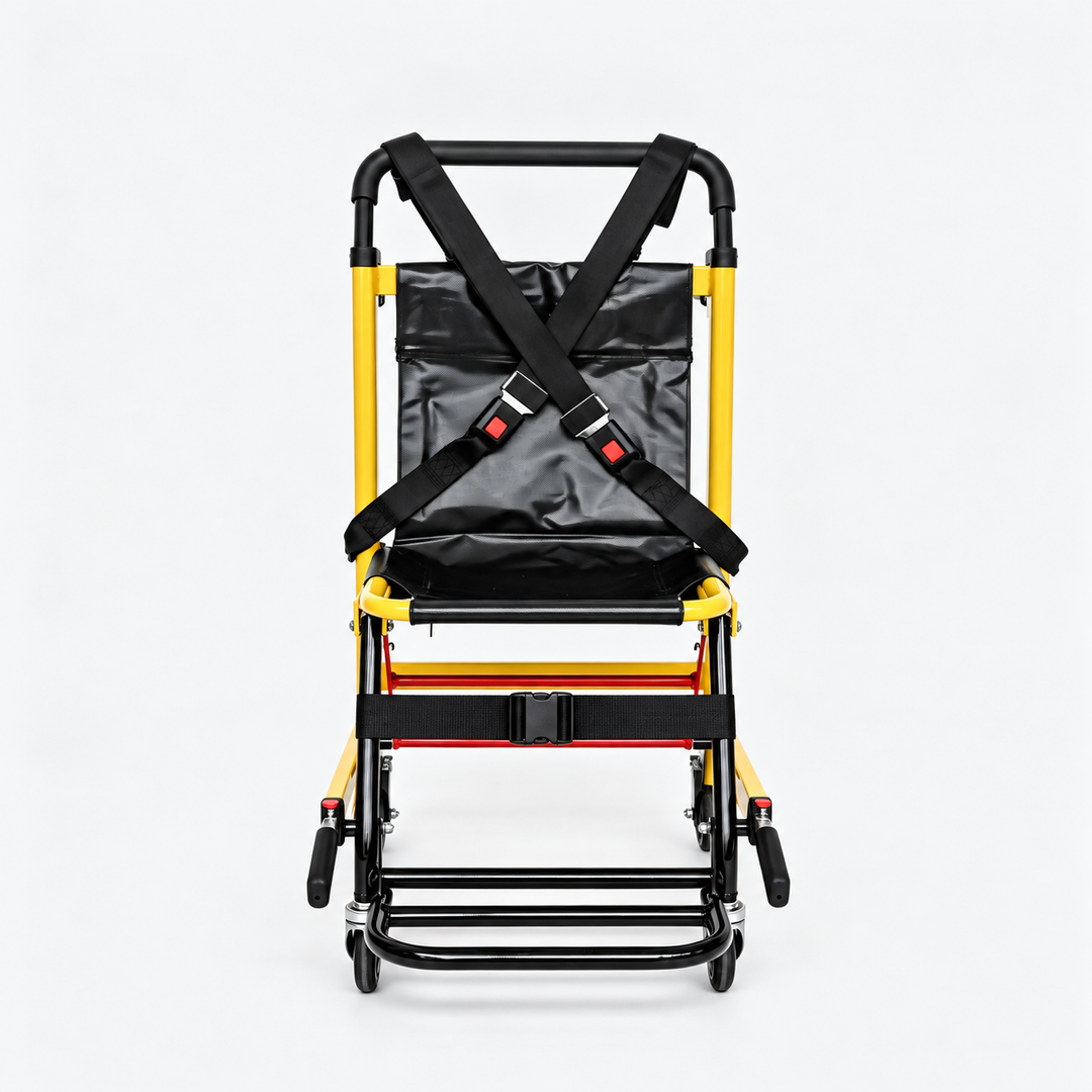 LINE2design-USA-2-Wheel Deluxe Evacuation Folding Transport Chair - Ideal for EMS/Ambulance Transport