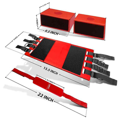 LINE2design Spine Board Head Immobilizer for Backboard - Universal EMS EMT Emergency Medical Re-usable Rescue Portable Lightweight with Adjustable Straps - Red