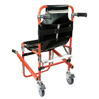 EMS Stair Chair Emergency 2-Wheels Heavy Duty Evacuation Chair, Red - USED
