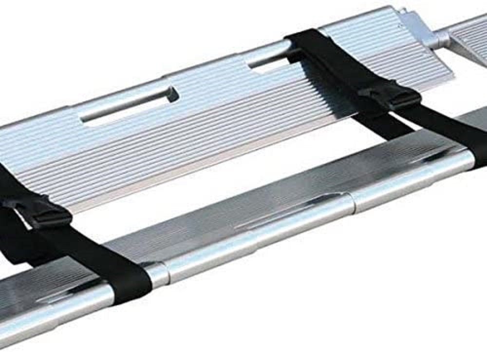 LINE2design Emergency Medical Scoop Stretcher, Adjustable Length with Two Black Safety Straps